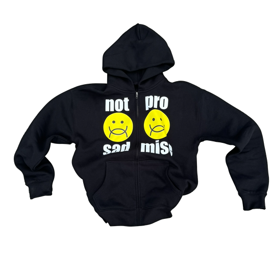 Black "Not Sad Promise" Zip Up Hoodie