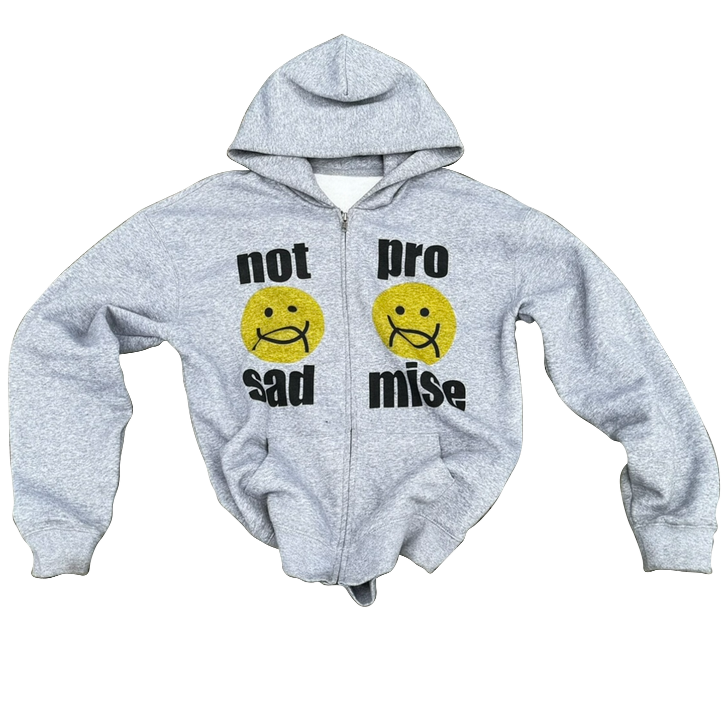 Ash Grey "Not Sad Promise" Zip Up Hoodie