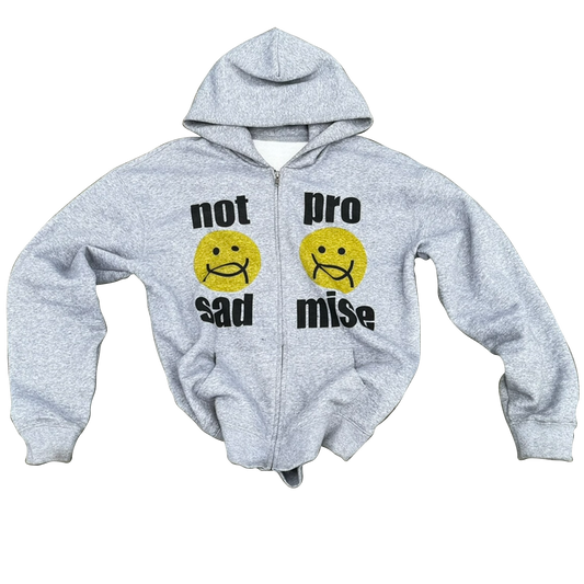 Ash Grey "Not Sad Promise" Zip Up Hoodie