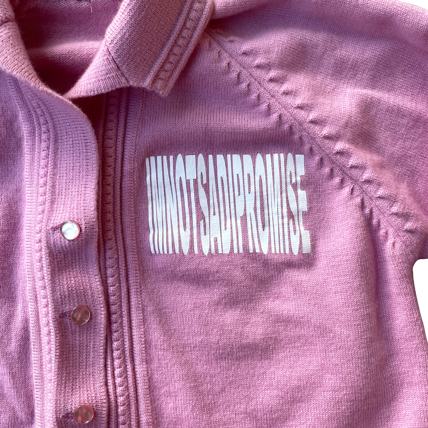 "IMNOTSADIPROMISE" Merino Wool Cardigan